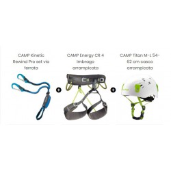 Kit ferrata Camp Rewind Pro + imbrago Energy CR 4 + casco Titan