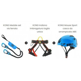 Kit ferrata Kong Medale + imbrago Indiana + casco Mouse Sport